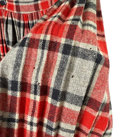 Vintage 70s Wool Pleated Skirt Red Gray Plaid Tartan‎ High Waist, Size Small - Picture 9 of 10